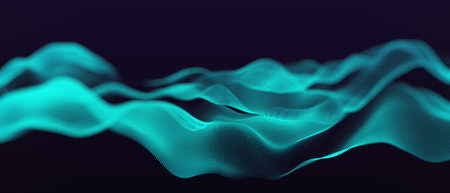 Creative blue digital wave on dark wallpaper. Technology and innovation concept. 3D Rendering