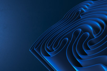 Creative royal blue cloth folds texture. Landing page and design concept. 3D Renderingの写真素材