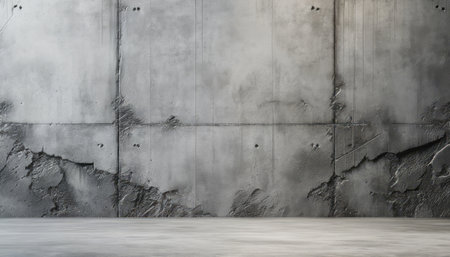Abstract concrete wall with visible damage and decay over textured surface. Destruction and texture concept. Generative AIの素材