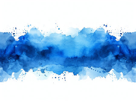Vibrant blue watercolor stroke on white, minimalist artistic design. Generative AIの素材