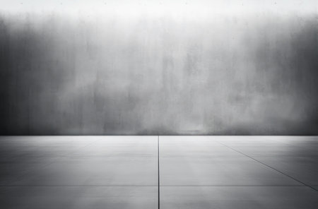 Minimalistic room with a metallic sheen on a smooth concrete wall. Architectural concept. Generative AIの素材