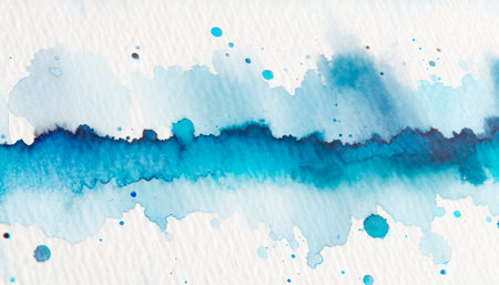 Watercolor texture with blue shades and splatters on white background. Artistic concept. Generative AIの素材