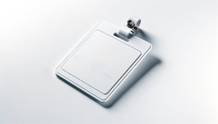 Blank name badge on a light textured background, ideal for branding and logo presentation mockup. Generative AIの素材