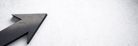 A black arrow pointing upward on a textured white background. Concept of progress or direction. 3D Renderingの写真素材