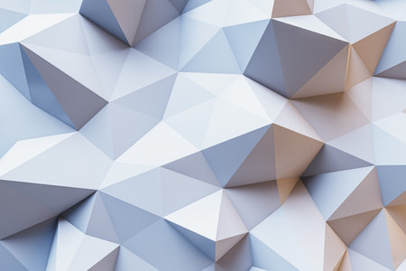 Abstract white triangular background. Design and landing page concept. 3D Renderingの写真素材
