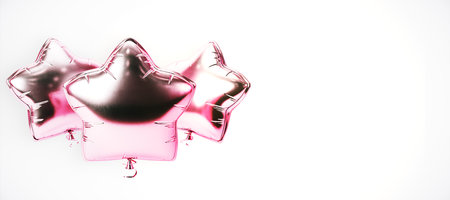Star-shaped balloons in pink color, modern style. 3D Renderingの写真素材