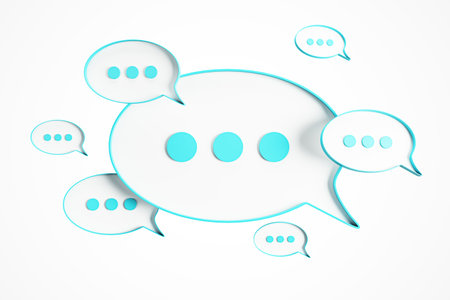 Speech bubbles in light blue, isolated on white. 3D Rendering