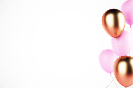 Balloons of various colors on a light background. 3D Renderingの写真素材