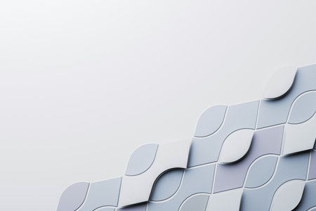 A geometric pattern with smooth shapes on a white background, showcasing modern design concepts in a clean aesthetic. 3D Renderingの写真素材