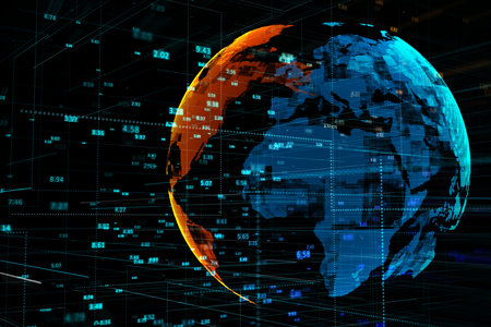 Global network connection and big data concept with digital data indicators projected on digital...