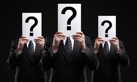 group of business people holding a question markの写真素材