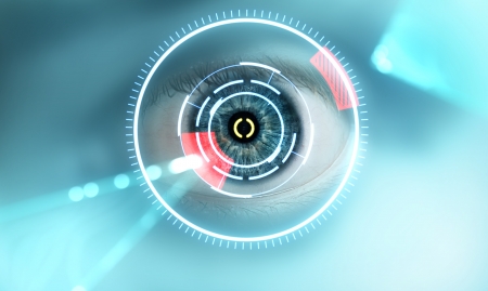 laser scanning eye. blue toneの写真素材