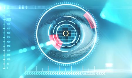 laser scanning eye. blue tone