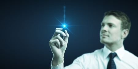 businessman draws, concept of creationの写真素材