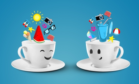 white happy cups dream travelの写真素材