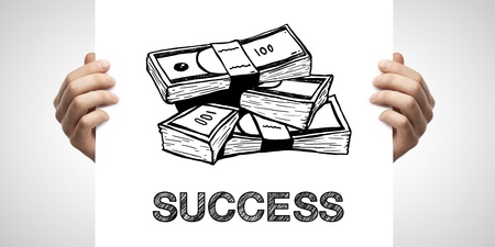 poster in hands success conceptの写真素材