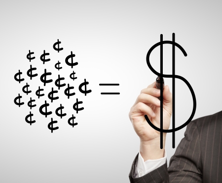 businessman draws a cash equityの写真素材