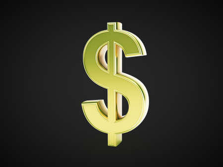 gold dollar symbol on a black backgroundの写真素材