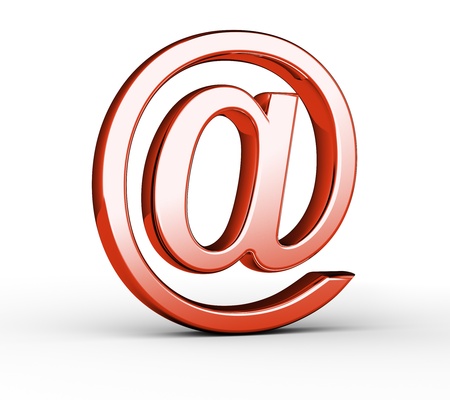 red e-mail symbol on a white backgroundの写真素材