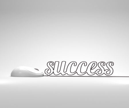 mouse and cables in form of success on a gray backgroundの写真素材