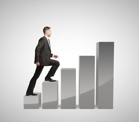 man rises up, business conceptの写真素材