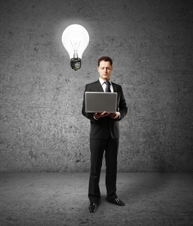man with laptop, idea conceptの写真素材