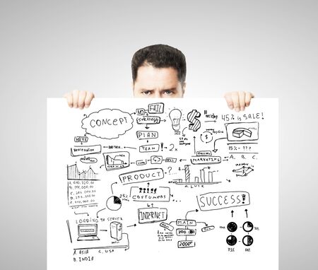 businessman holding plan business strategyの写真素材