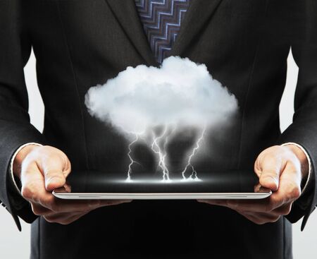 tablet in hand with cloud