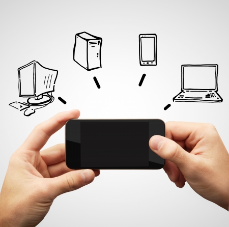 phone in hands, computer network conceptの写真素材