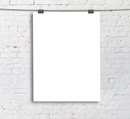 white poster on a ropeの写真素材