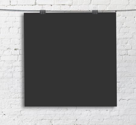 black poster on a ropeの写真素材