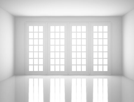 white room with big windowの写真素材
