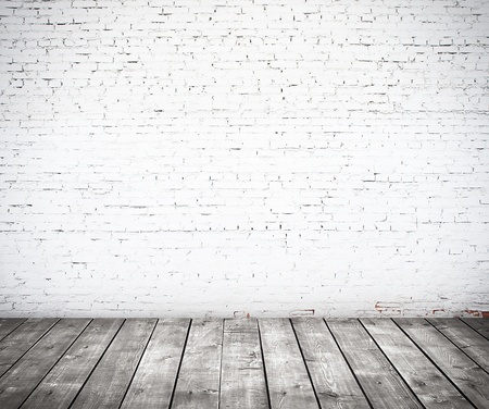 brick wall and wood floorの写真素材