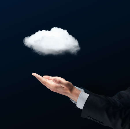 man and cloud in hand