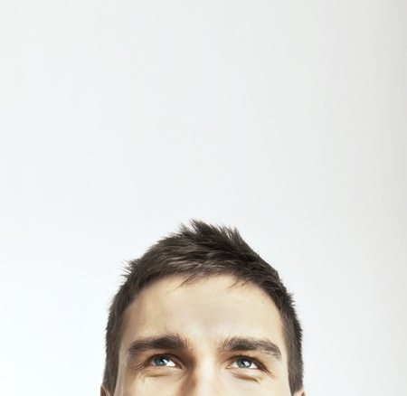 young man on a white backgroundの写真素材