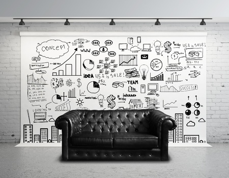 paper roll with big concept city and sofaの写真素材