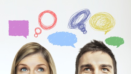 thinking man and  woman