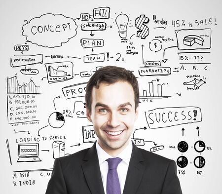 businessman and global business conceptの写真素材