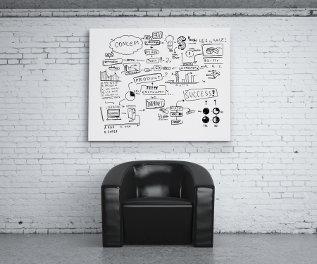 chair in room and poster with business conceptの写真素材