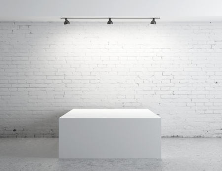 brick concrete room with box presentationの写真素材