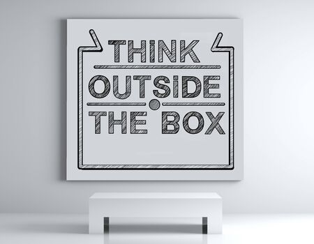 poster with Think outside the box on wall