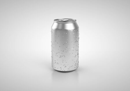 beer can with drop isolated on white backgroundの写真素材