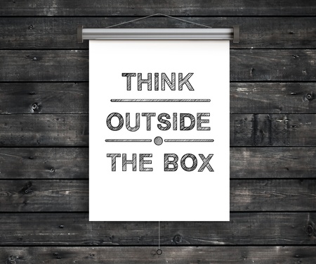 placard think outside the boxの写真素材