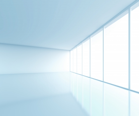 light blue room with windowの写真素材