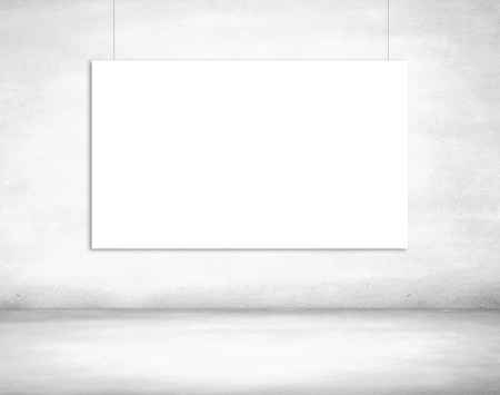 concrete room with poster on wallの写真素材