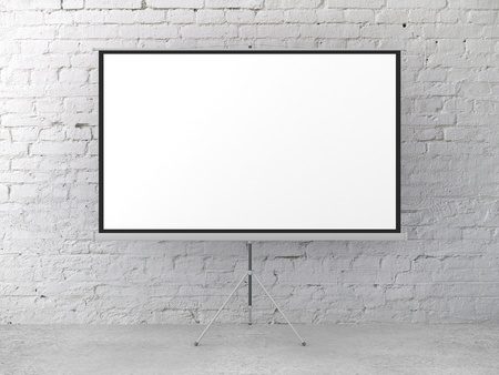 movie screen in brick roomの写真素材