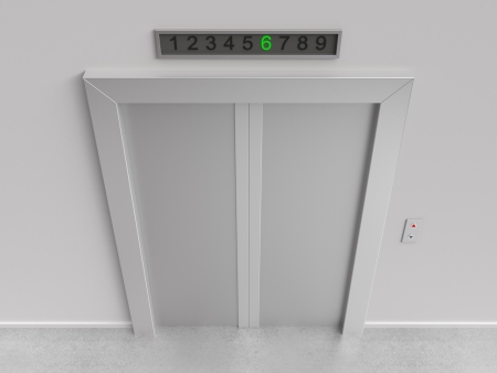 elevator with closed doors, 3d render