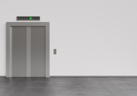 modern elevator with closed doors, 3d renderの写真素材