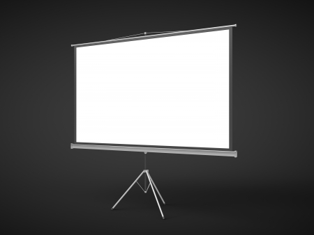 blank flipchart on a black backgroundの写真素材
