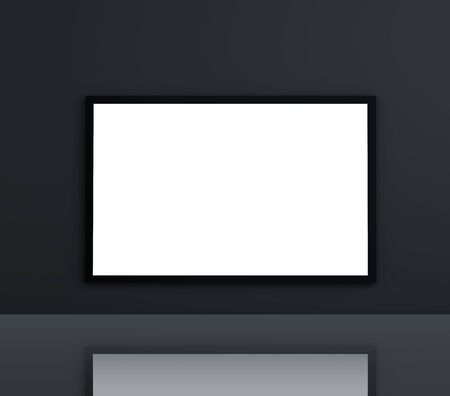 blank billboard on wall in roomの写真素材